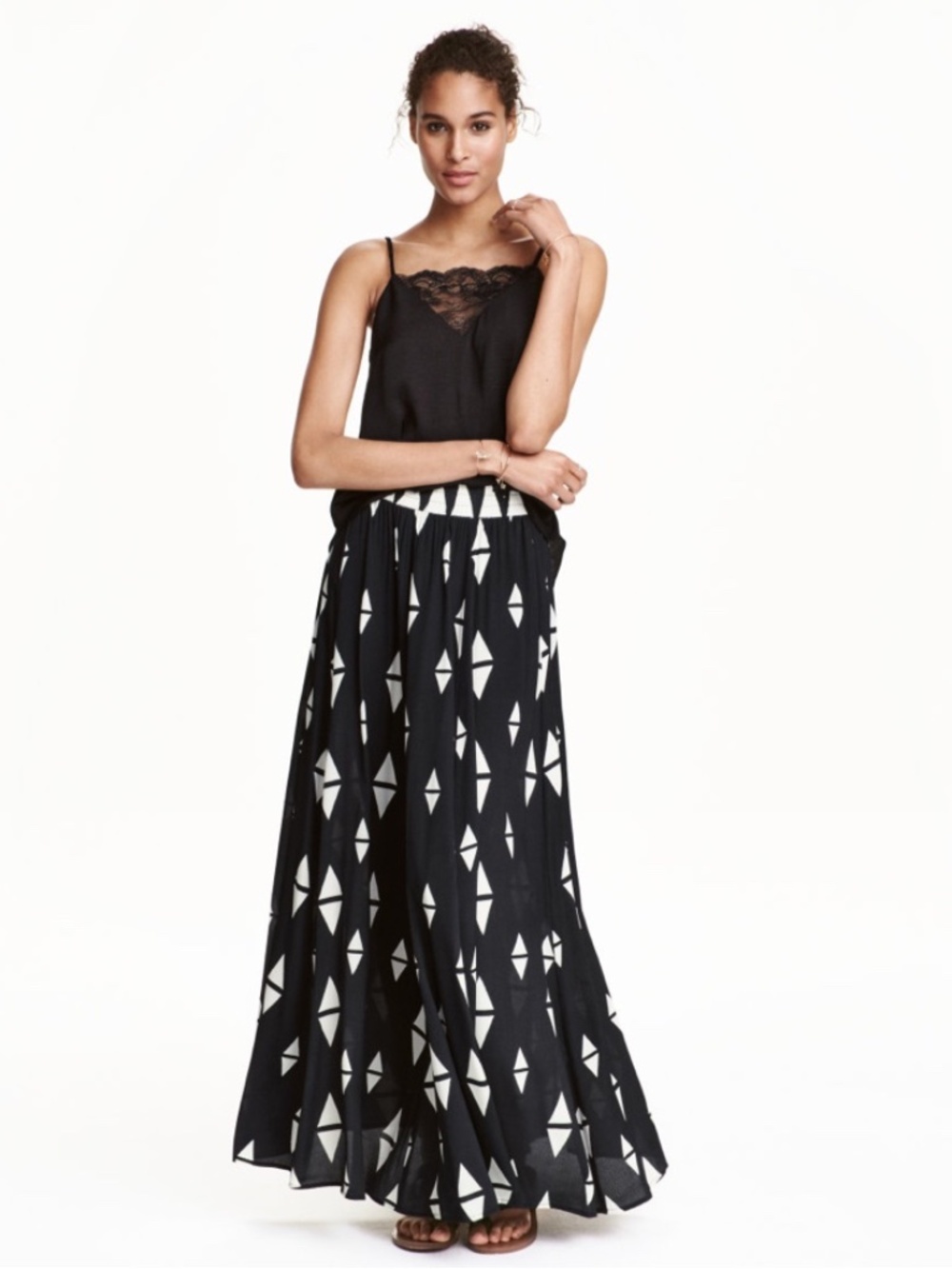 H&M Patterned Maxi Skirt